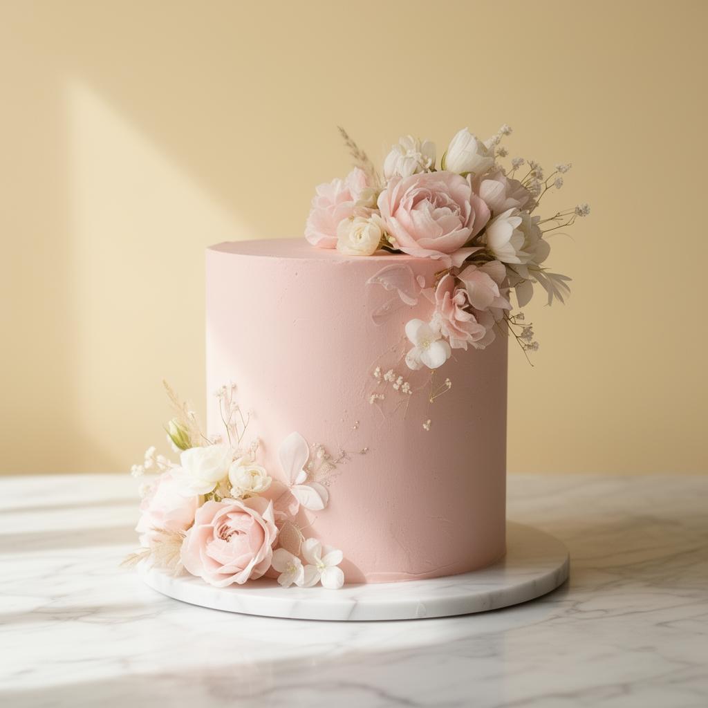 Elegant celebration cake with floral decorations
