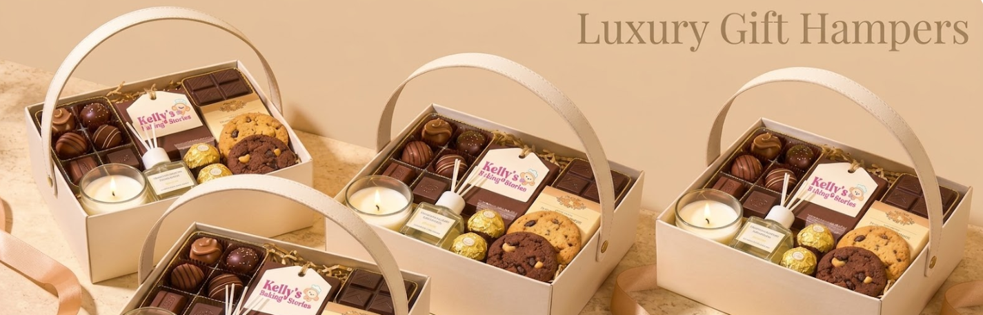 Luxury gift hampers with cookies and chocolates