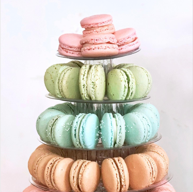 Colorful macaron tower display